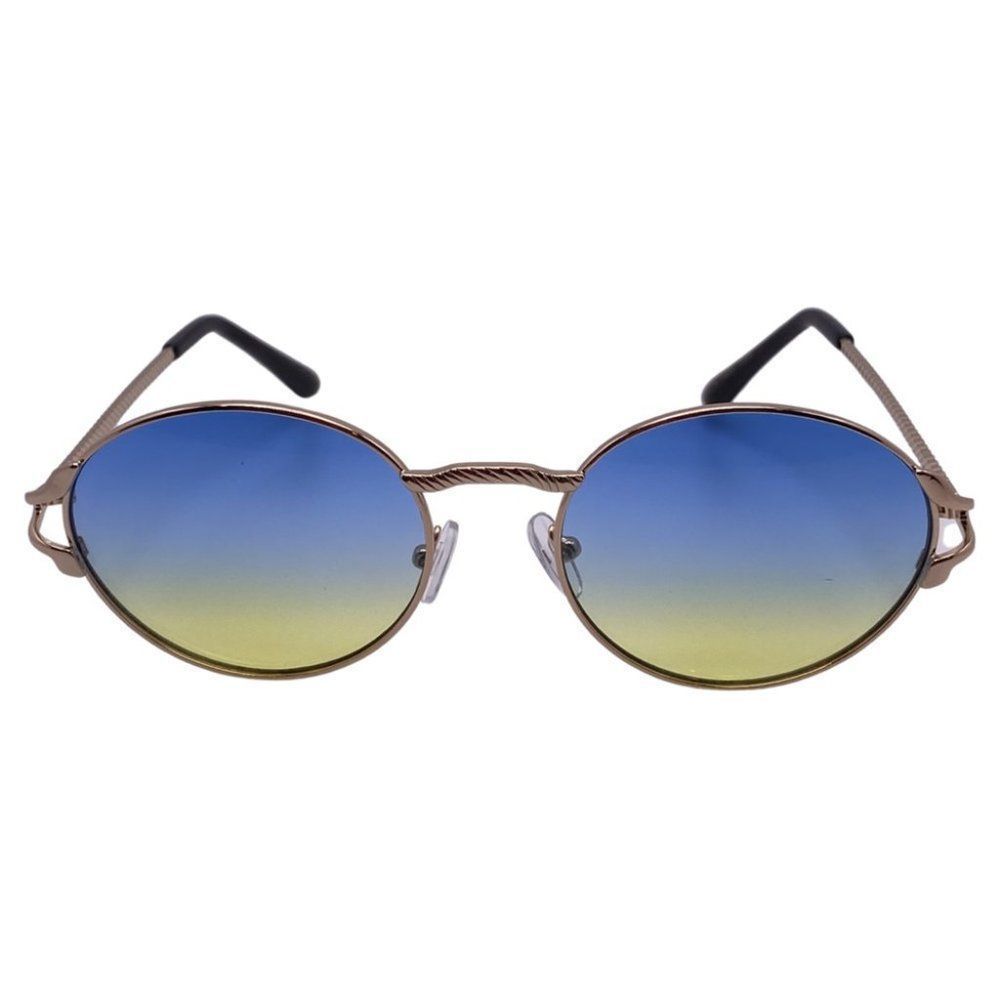 6153 | Blue/Yellow Two Tone Oval Lens Sunglasses